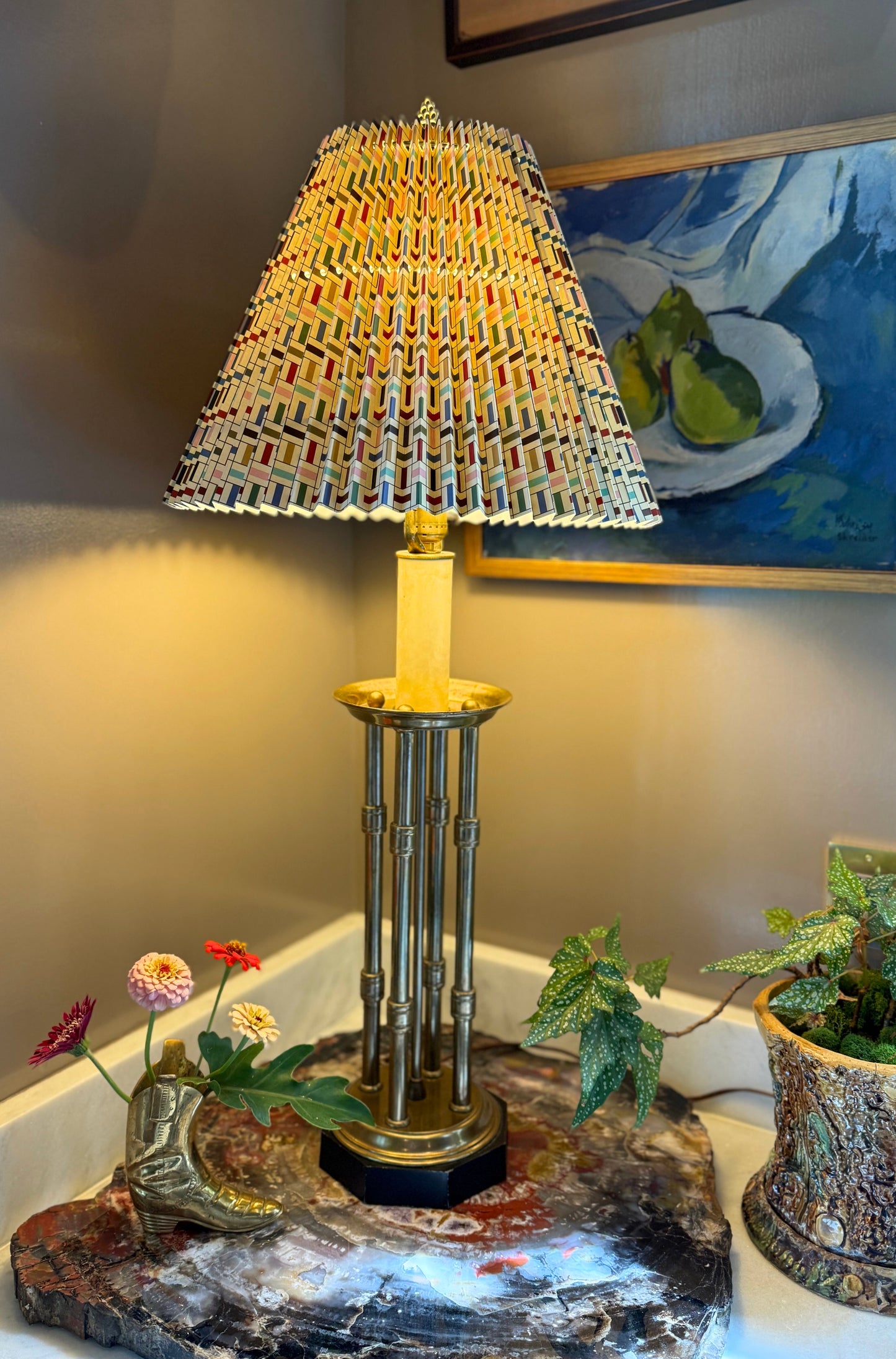 Tall Faux Bamboo Brass Table Lamp – Hollywood Regency Style