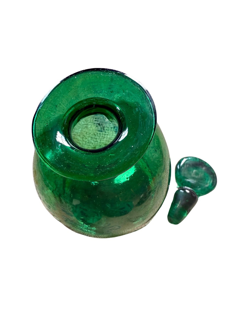 Hand-Blown European Green Glass Demijohn