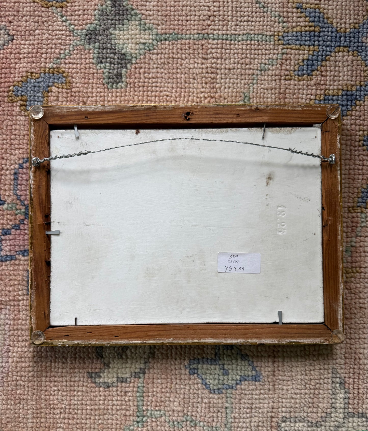 Antique European Tavern Painting on Tile – Signed Mathilde Brunol, 1894