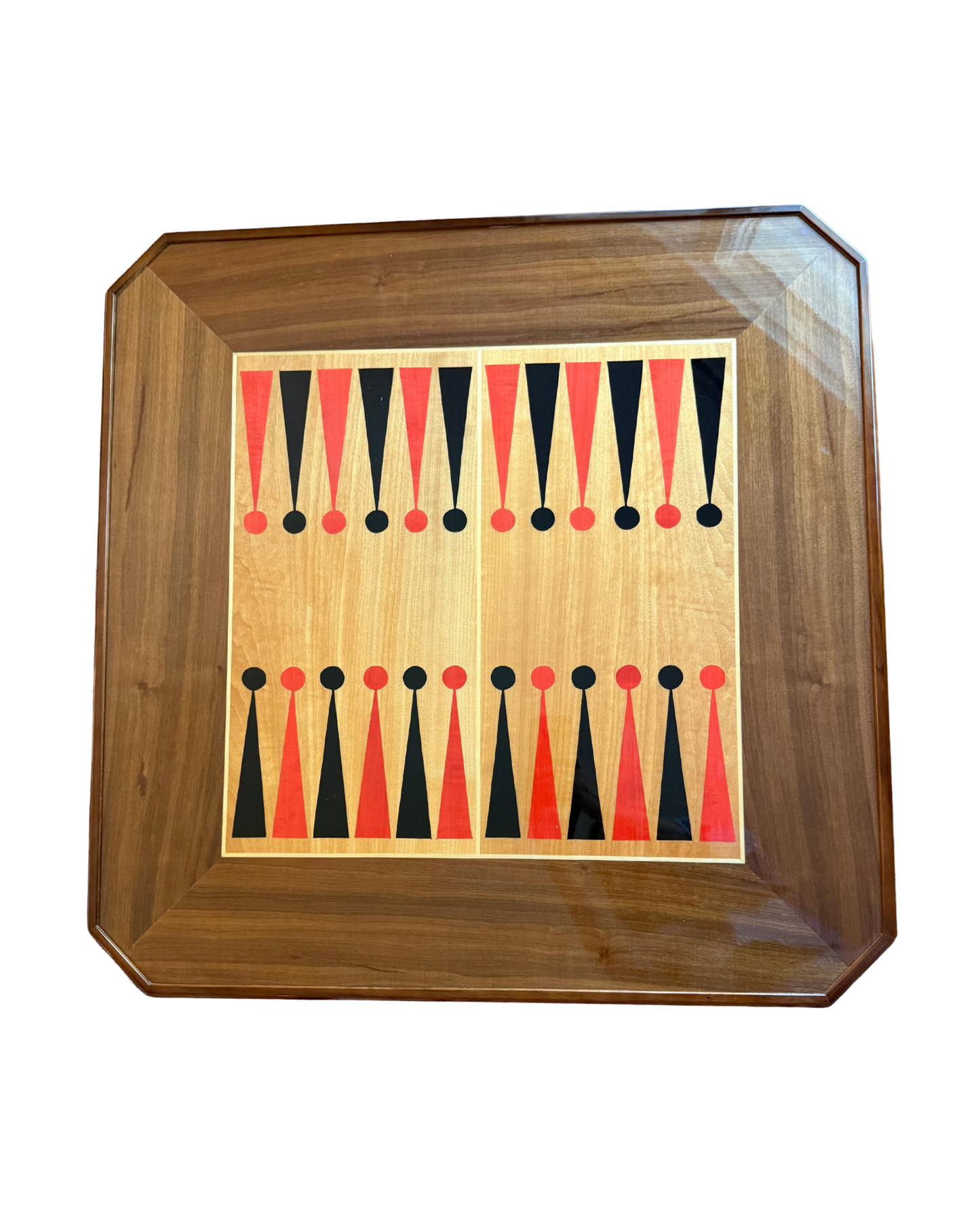 Backgammon board surface in red and black on Italian game table