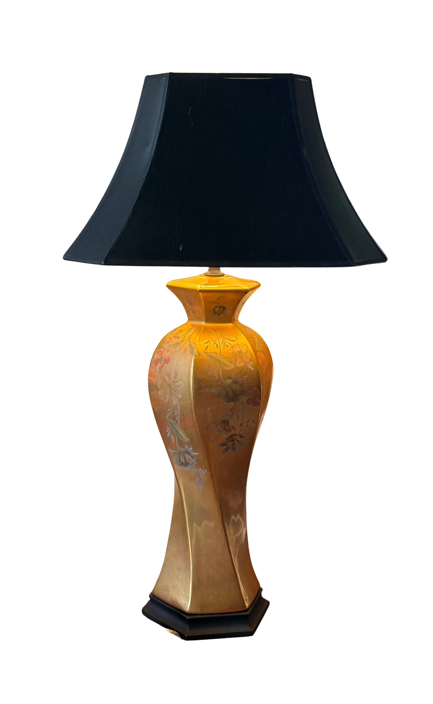 Vintage Morris Greenspan Table Lamp – Gold Porcelain, 30” Tall