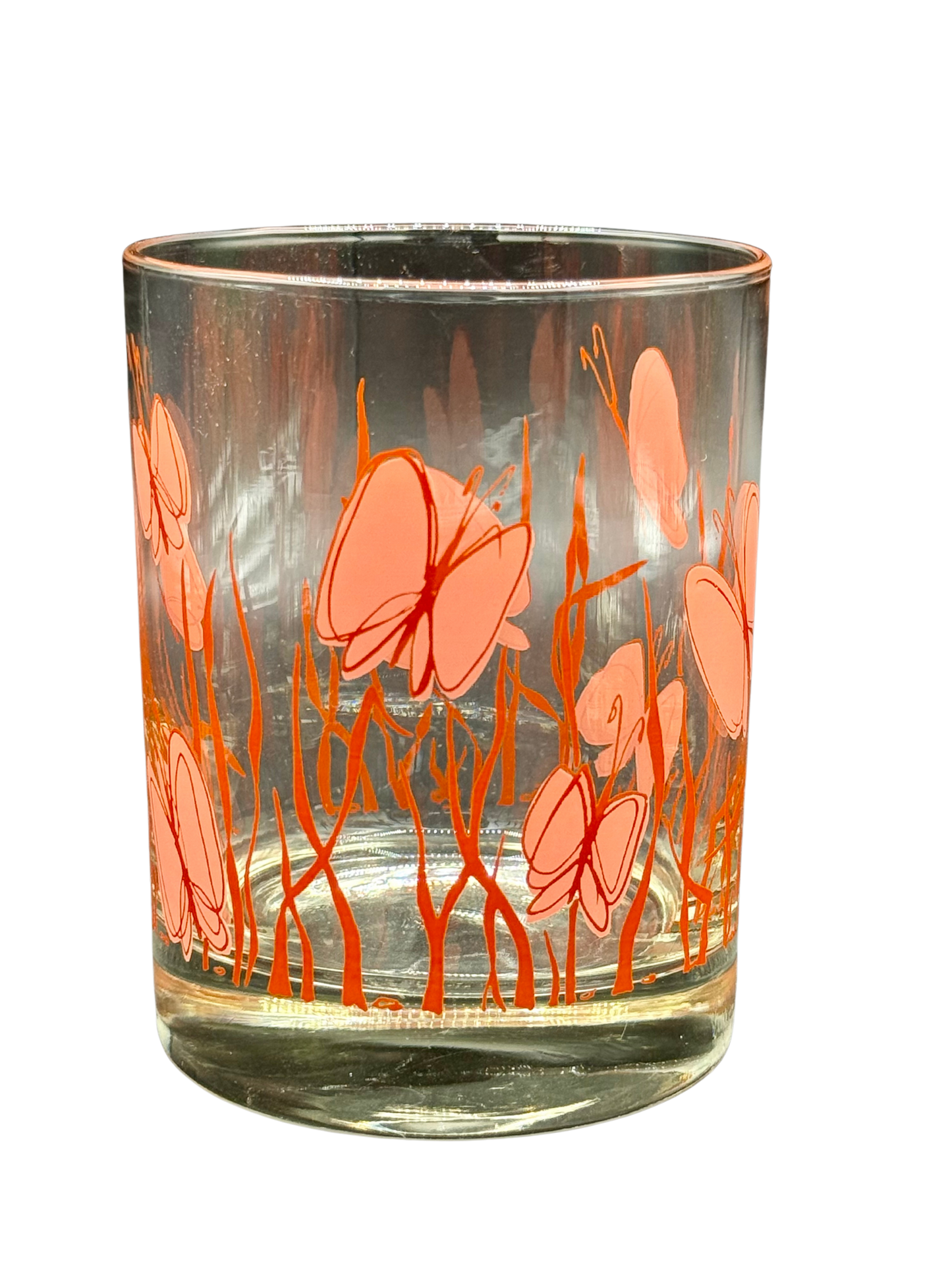 Back view of vintage Georges Briard butterfly glass showing full wraparound design