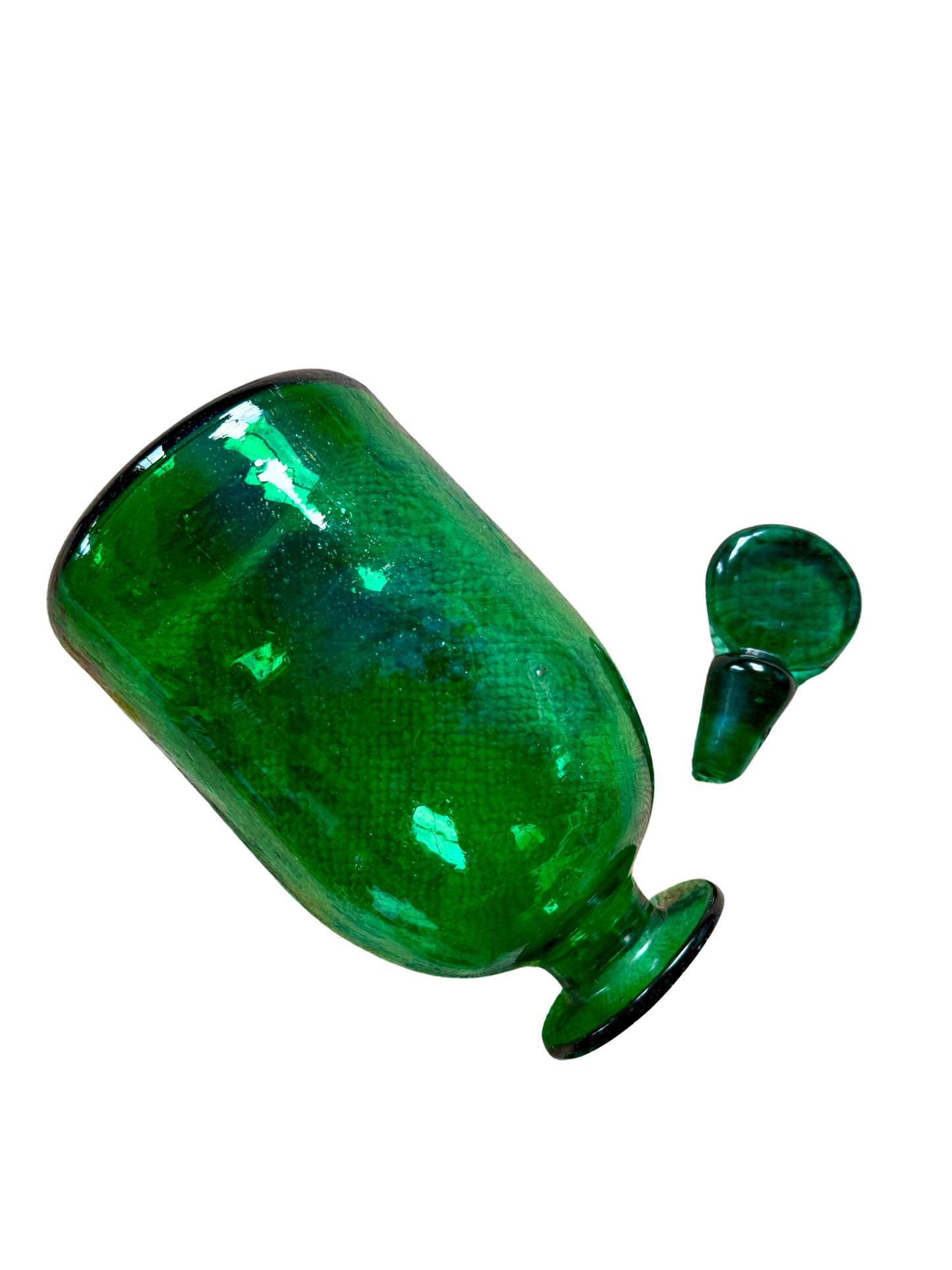 Hand-Blown European Green Glass Demijohn