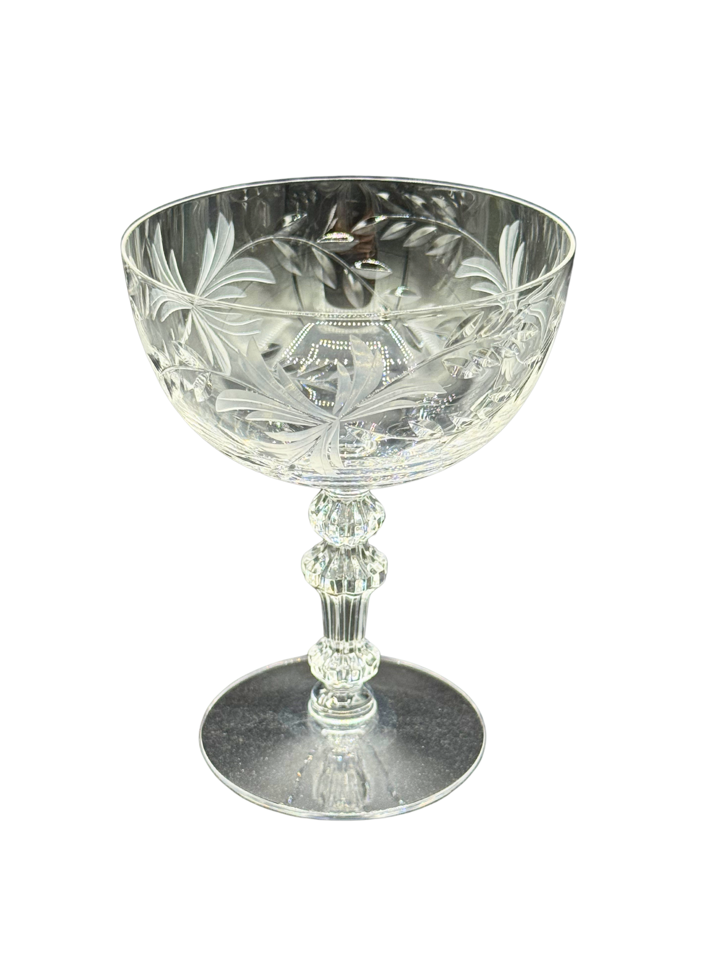Vintage Etched Crystal Champagne Coupes – Set of 5
