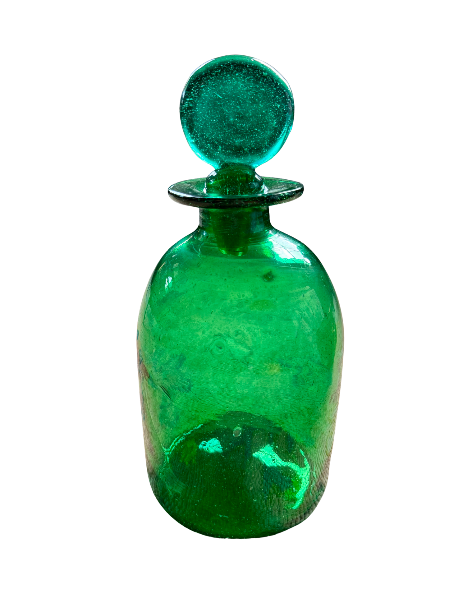 Hand-Blown European Green Glass Demijohn