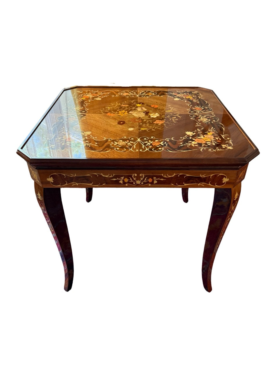 Vintage 1970s Italian Marquetry Game Table & Chairs – Chess, Roulette & Backgammon