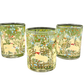 Three Marc Cora enchanted forest tumblers featuring unicorns and floral motif with gold detailing
