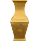 Side profile of gold porcelain Morris Greenspan lamp featuring painted wildflowers and sculptural midcentury shape