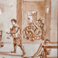 Antique European Tavern Painting on Tile – Signed Mathilde Brunol, 1894