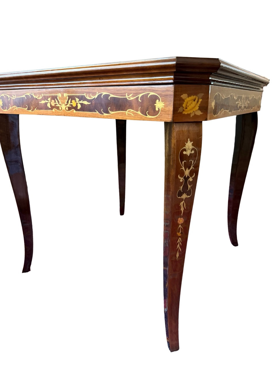 Vintage 1970s Italian Marquetry Game Table & Chairs – Chess, Roulette & Backgammon
