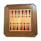 Backgammon board surface in red and black on Italian game table