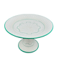 Antique Minton pedestal tazza with green enamel trim and basketweave relief, c. 1873, on black background