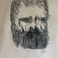 Close-up of Leonard Baskin's Portrait of Edward Calvert wood engraving, showing intricate linework and signature at bottom right.