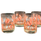 Set of four vintage butterfly glasses by Georges Briard in pink and orange midcentury pattern