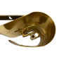 Detailed underside view of Foglio-style brass sconce, showcasing internal solid brass structure and mounting plate.
