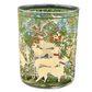 Vintage glass with hound and bird motif, 22K gold detailing and enchanted woodland theme