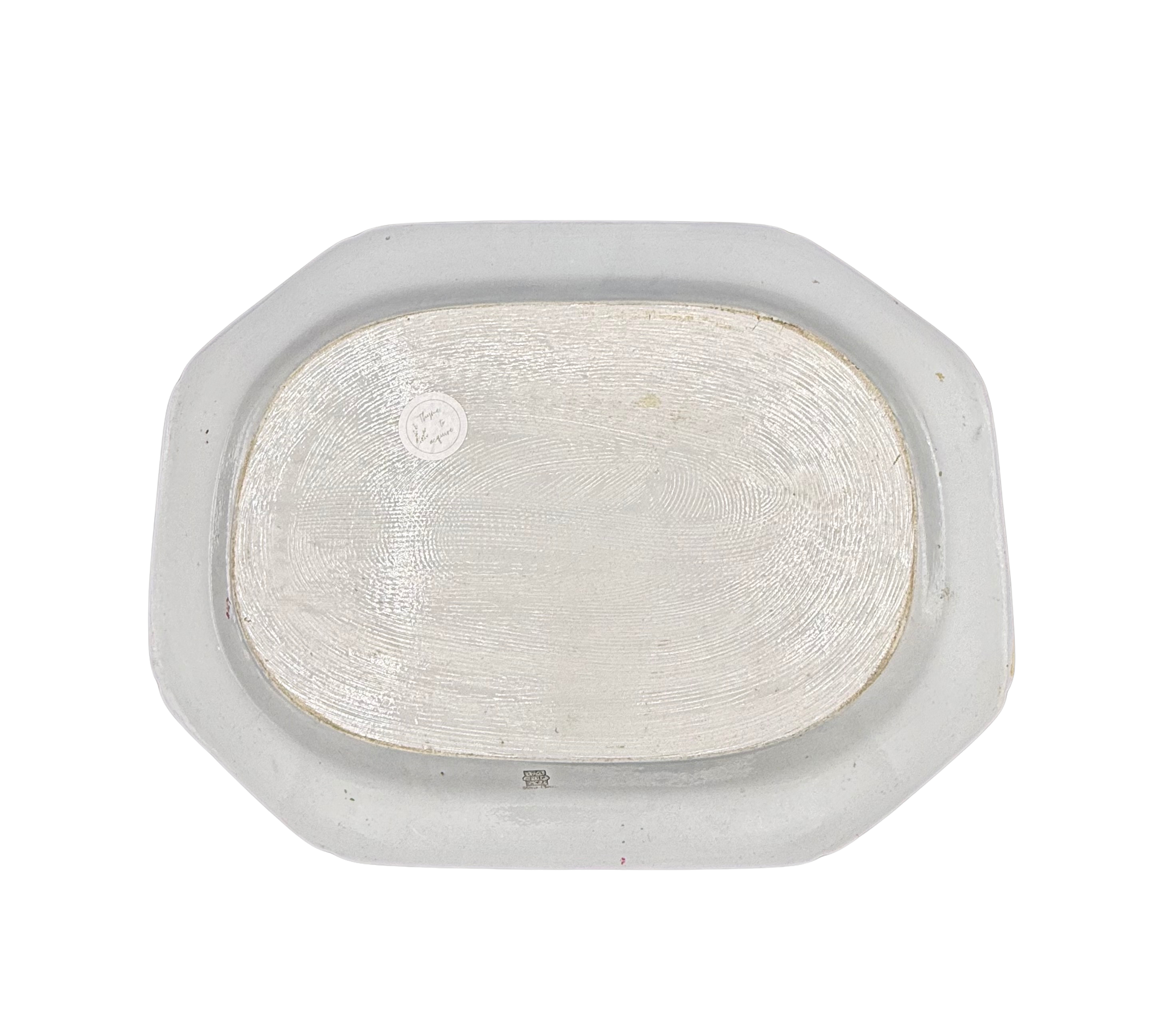 Bottom view of antique octagonal Spode Stone China platter with printed and impressed marks.